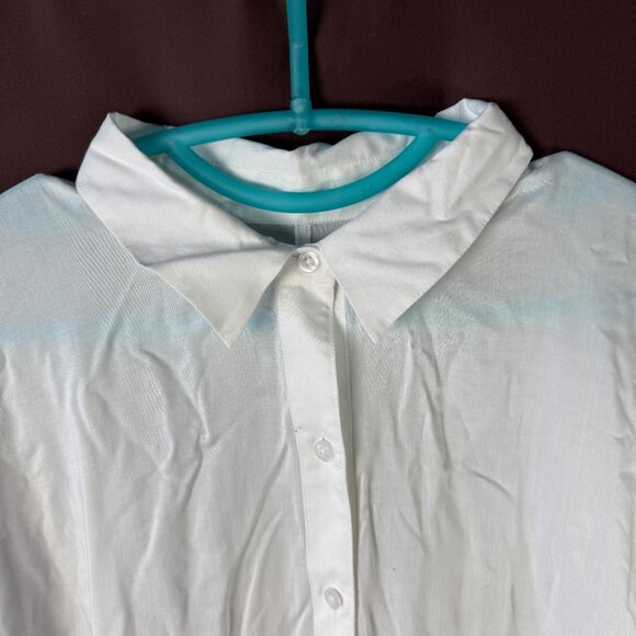 Lands' End Women's M-1X LONG Button Front Swim Cover-up Romper White - Picture 5 of 11